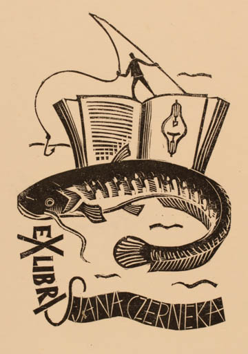 Exlibris by Edward Grabowski from Poland for Jana Czerneka - Book Fish Hobby Man 