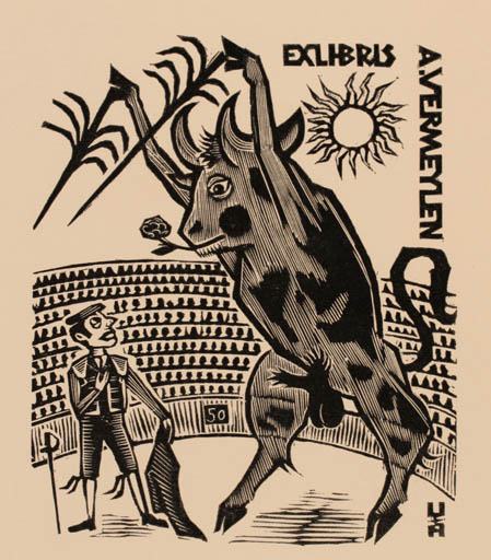 Exlibris by Antoon Vermeylen from Belgium for Antoon Vermeylen - Drama Fauna 