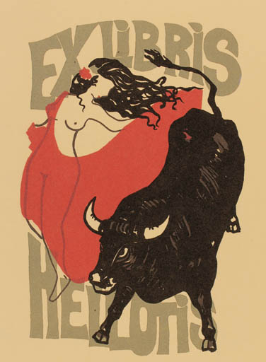 Exlibris by Eva Figueras i Ferrer from Spain for ? Hellotis - Europa and the Bull 