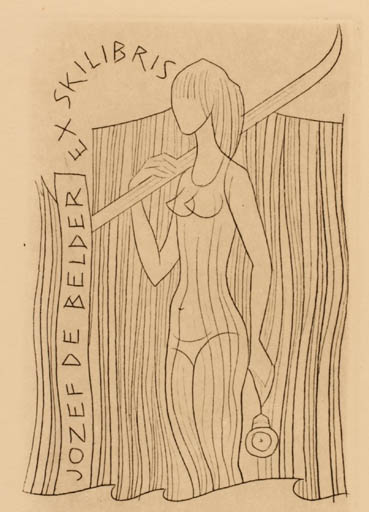 Exlibris by Dusan Janousek from Czechoslovakia for Josef De Belder - Woman Sport/game 