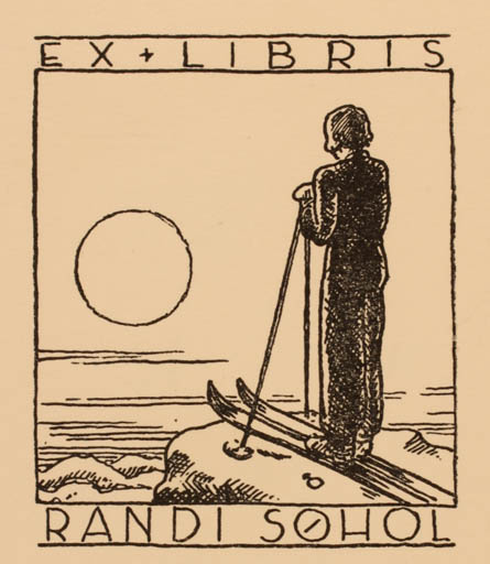 Exlibris by Albert Jaern from Norway for Randi Søhol - Sun Sport/game 