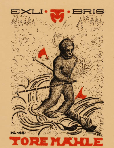 Exlibris by Normand Laheld from Norway for Tore Mahle - Sport/game 