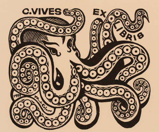 Exlibris by Maria Josefa Colom from Spain for C. Vives - Fauna 