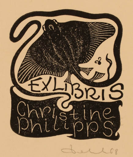 Exlibris by Zbigniew Dolatowski from Poland for Christine Philipps - Fish 