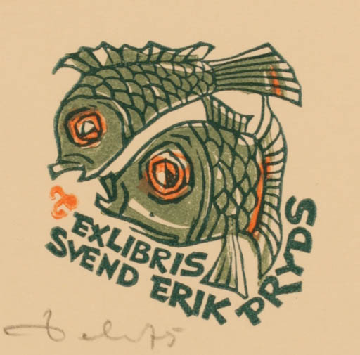 Exlibris by Zbigniew Dolatowski from Poland for Svend Erik Pryds - Fish 