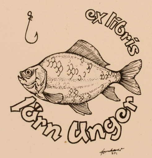 Exlibris by Hans Chr. Hornhaver from Denmark for Jörn Ungeer - Fish 