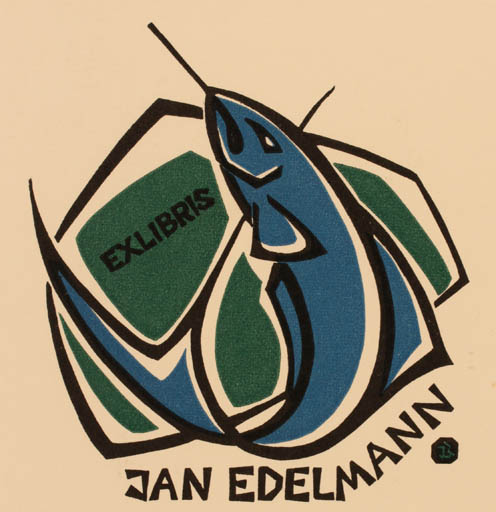 Exlibris by Jørgen Lindhardt Rasmussen from Denmark for Jan Edelmann - Fish 