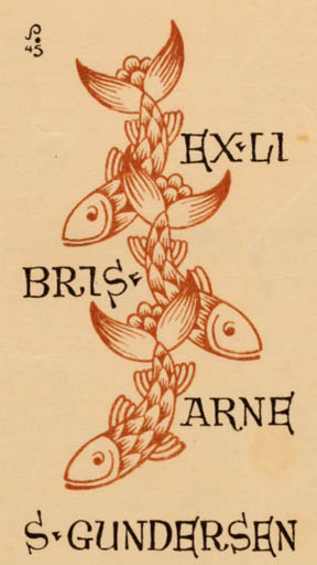 Exlibris by Henry Schjærven from Norway for Arne S. Gundersen - Fish 