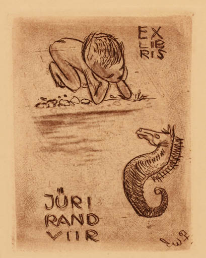 Exlibris by Edgar Walter from Estonia for Jüri Randviir - Child Fauna 