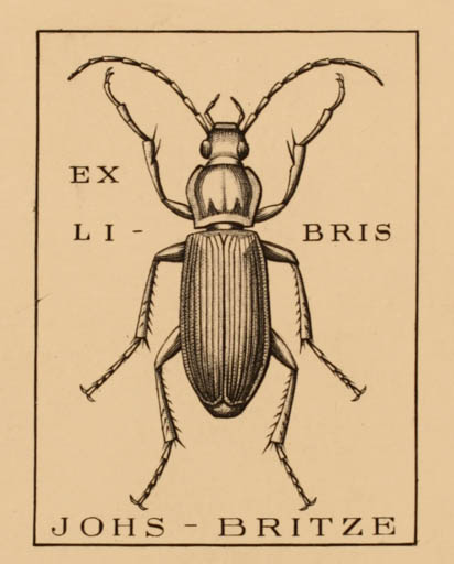 Exlibris by Johannes Britze from Denmark for Johannes Britze - Insect 