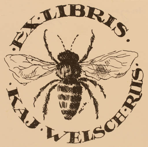 Exlibris by Mogens Eilertsen from Denmark for Kaj Welsch Riis - Insect 