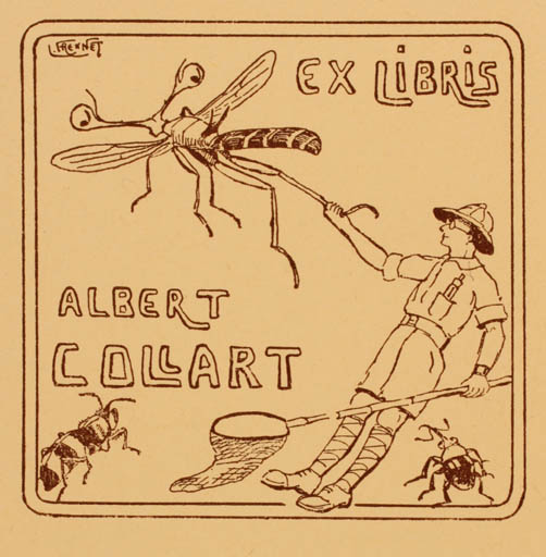 Exlibris by ? Frennet. L. from Belgium for Albert Collart - Hobby Insect 