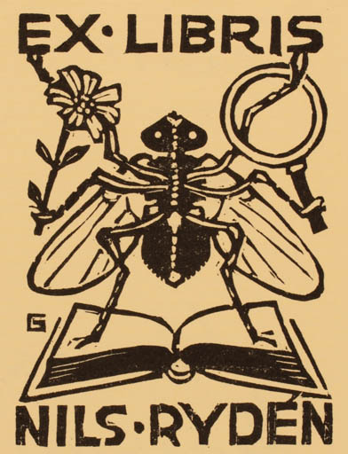 Exlibris by Hugo Sehlin from Sweden for Nils Ryden - Insect 