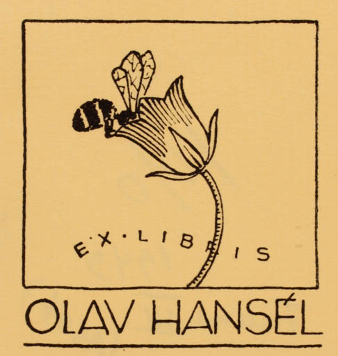 Exlibris by Albert Jaern from Norway for Olav Hansél - Flower Insect 