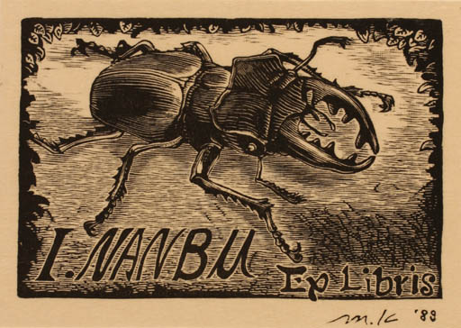 Exlibris by Mariko Kurita from Japan for I. Nanbu - Insect 