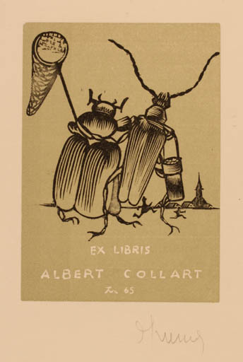 Exlibris by Jocelyn Mercier from France for Albert Collart - Insect 