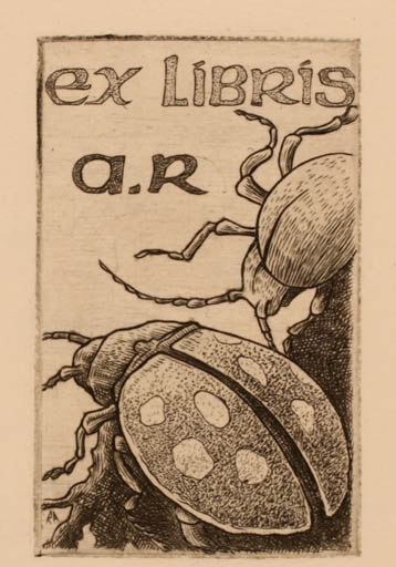 Exlibris by Eric Robert-Aymé from France for Antoine Rousseau - Insect 