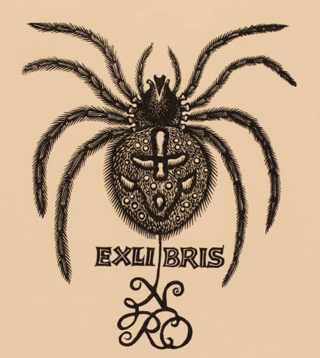 Exlibris by Pam Georg Rueter from Netherland for Nini Rueter-Oldenboom - Insect 