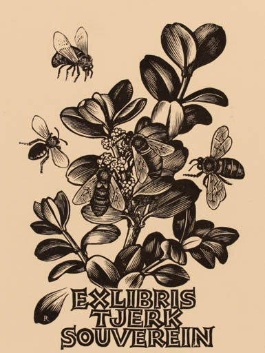 Exlibris by Pam Georg Rueter from Netherland for Tjerk Souverein - Flora Insect 