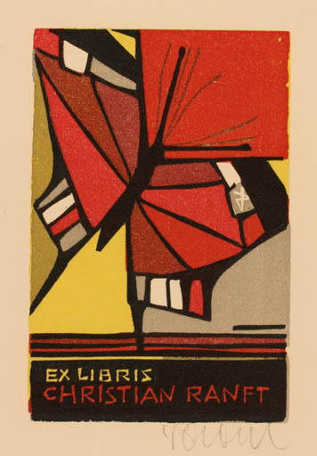 Exlibris by Jürgen Dost from Germany for Christian Ranft - Butterfly 