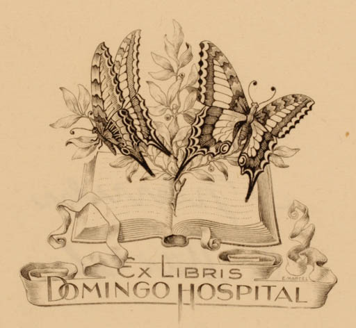 Exlibris by C. Marsel from Spain for ? Domingo Hospital - Book Butterfly 