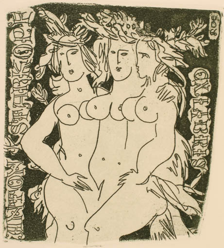 Exlibris by Evald Okas from Estonia for Anton Starkopf - Woman Mythology Nude 