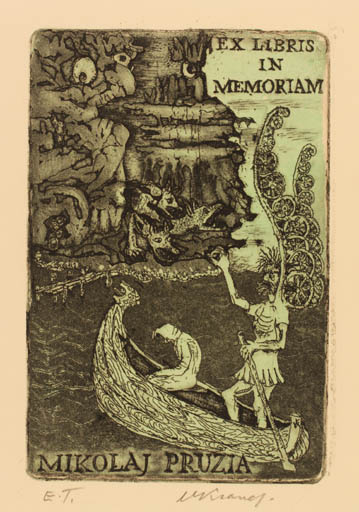 Exlibris by Valter Kraner from Sweden for Mikolaj Pruzia - Mythology Viking 