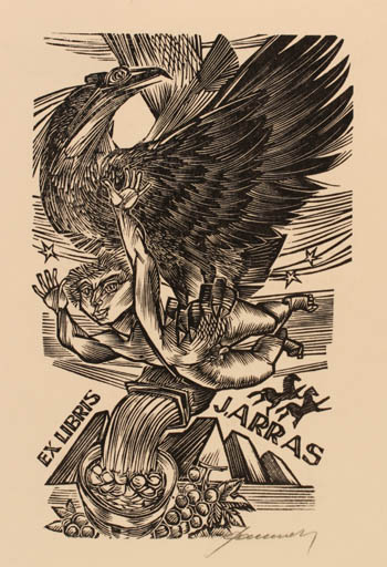 Exlibris by Hedvig Pauwels from Belgium for Jef Arras - Mythology 