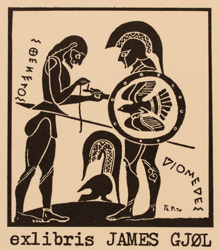 Exlibris by Thomas Pedersen from Denmark for James Gjøl - Classical antiquity 