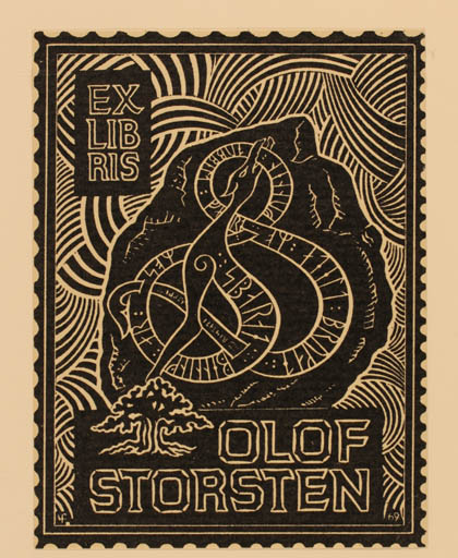 Exlibris by Yngve Forsblom from Sweden for Olof Storsten - Viking 