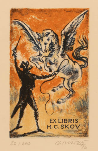 Exlibris by Bohumil Kratky from Czechoslovakia for Henry Carlo Skov - Pegasus Theater/Cirkus 