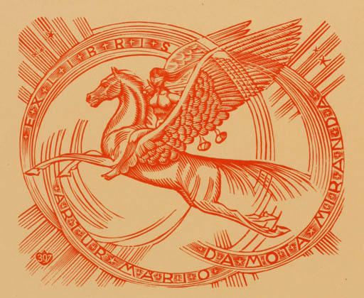 Exlibris by Arpad Daniel Nagy from Hungary for Artur Mario Da Mota Miranda - Mythology Pegasus 