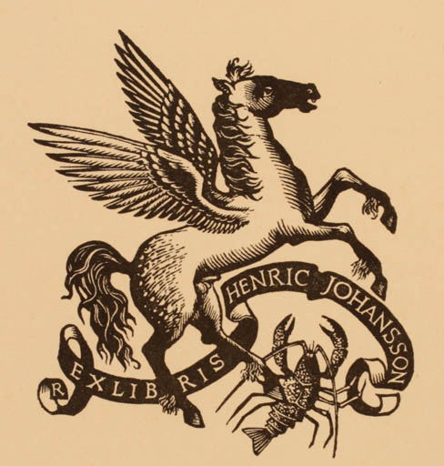 Exlibris by Pam Georg Rueter from Netherland for Henric Johansson - Mythology Pegasus 