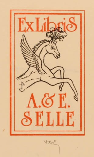 Exlibris by Gerhard Tag from Germany for Erika & Andreas Selle - Mythology Pegasus 