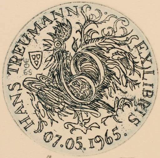 Exlibris by Evald Okas from Estonia for Hans Treumann - Fauna Bird 