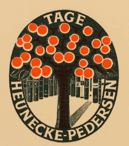 Exlibris by Christian Blæsbjerg from Denmark for Tage Heunecke-Pedersen - Fruit Tree 
