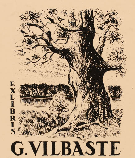 Exlibris by Endel Annus from Estonia for G. Vilbaste - Scenery/Landscape Tree 