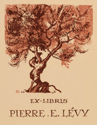 Exlibris by Jose Barbaré Bracons-Duplessis from France for Pierre Edmond Levy - Tree 