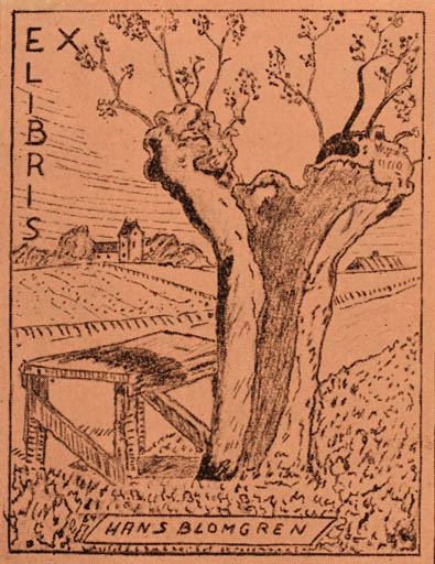 Exlibris by Hans Blomgren from Denmark for Hans Blomgren - Tree 