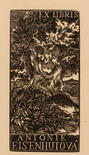 Exlibris by Antonin Dolezal from Czechoslovakia for Antonie Eisenhutova - Tree 