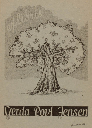 Exlibris by Hans Chr. Hornhaver from Denmark for Gerda Poul Jensen - Tree 