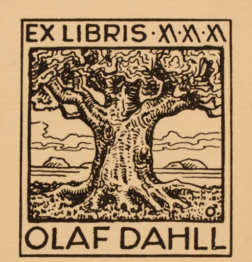 Exlibris by Albert Jaern from Norway for Olaf Dahll - Scenery/Landscape Tree 