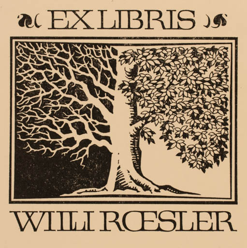 Exlibris by Helga Klein from Germany for Willi Roesler - Tree 