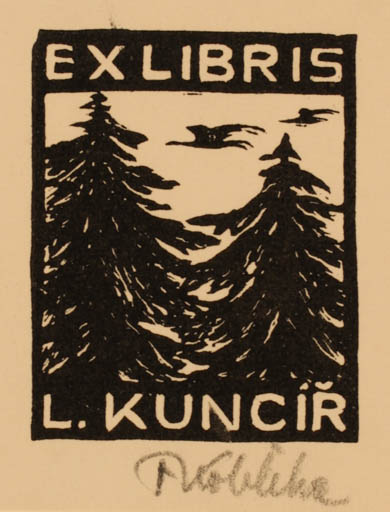 Exlibris by Frantisek Kobliha from Czech Republic for L. Kuncir - Tree 