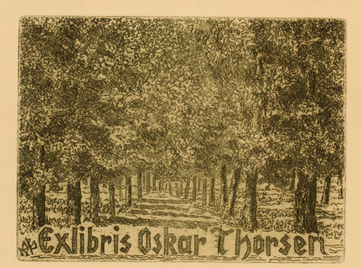 Exlibris by Bernhard Kuhlmann from Germany for Oskar Thorsen - Forest 