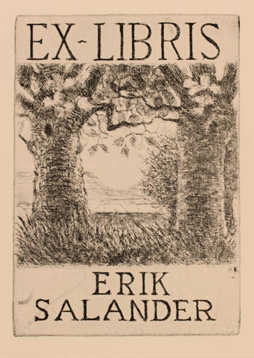 Exlibris by ? ? from Sweden for Erik Salander - Tree 