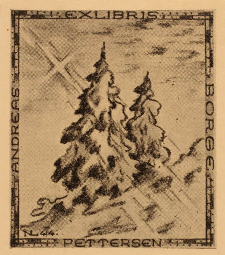 Exlibris by Normand Laheld from Norway for Andreas Borge Pettersen - Tree 