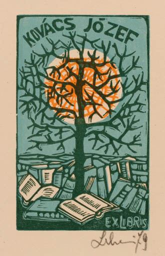 Exlibris by Maria Elisa Leboroni from Italy for Kovács Jozef - Book Sun Tree 