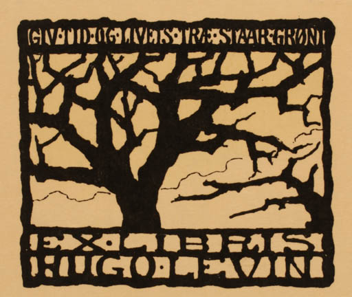 Exlibris by Yelva Munksgaard from Denmark for Hugo Levin - Tree 