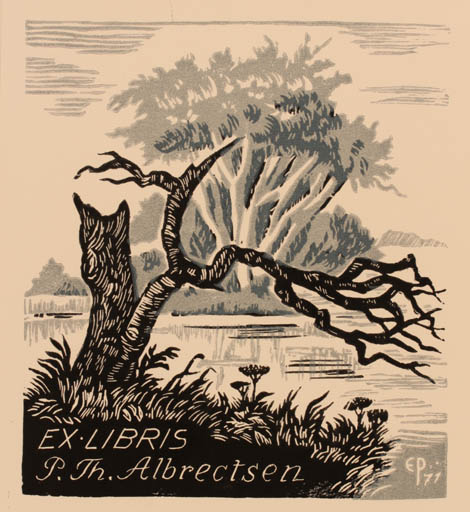 Exlibris by Edmund Peter from Denmark for Peter Therkel Albrechtsen - Tree 